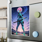 Anime Girl Warrior Vinyl Sticker - Female Swordswoman Kiss-Cut Decal
