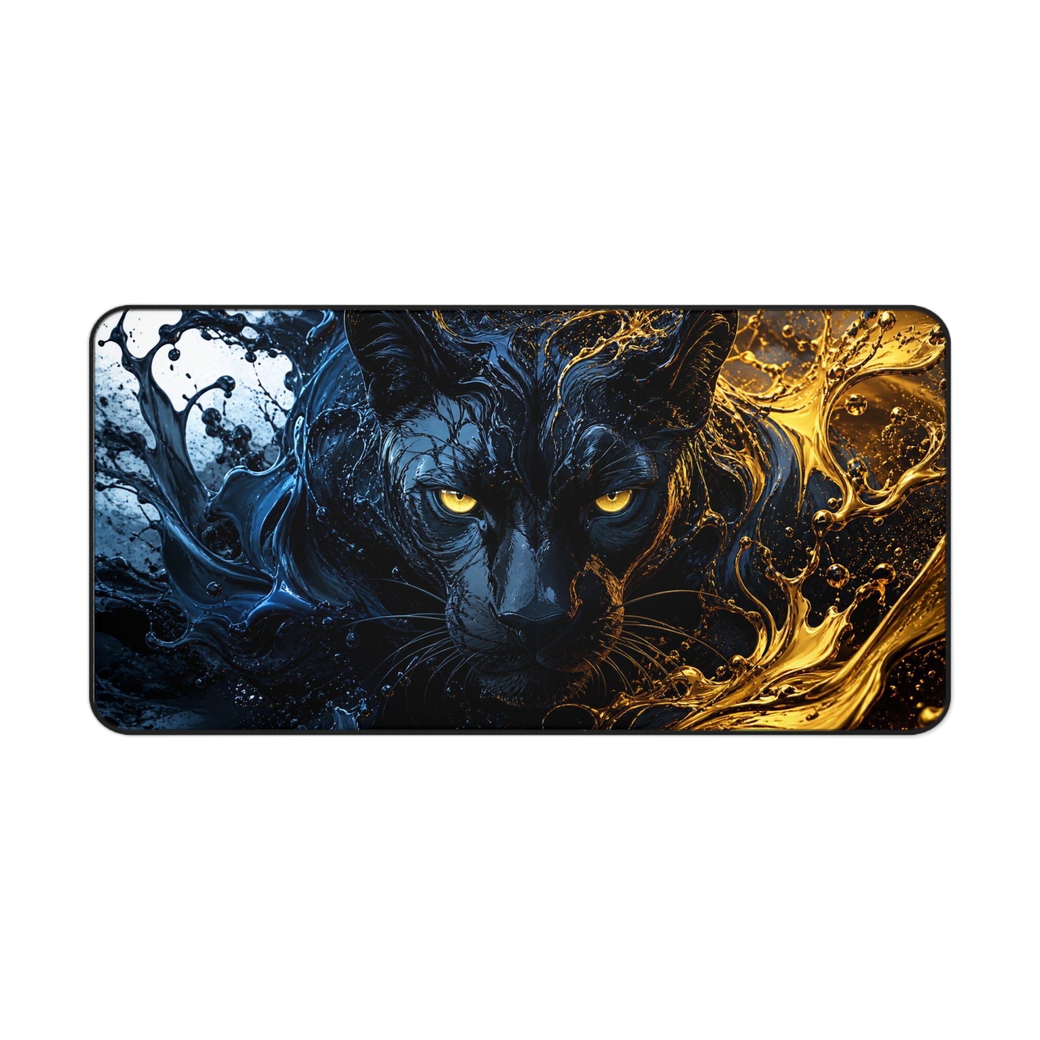 Black Panther Desk Mat — Black & Gold Cosmic Cat Gaming Mouse Pad