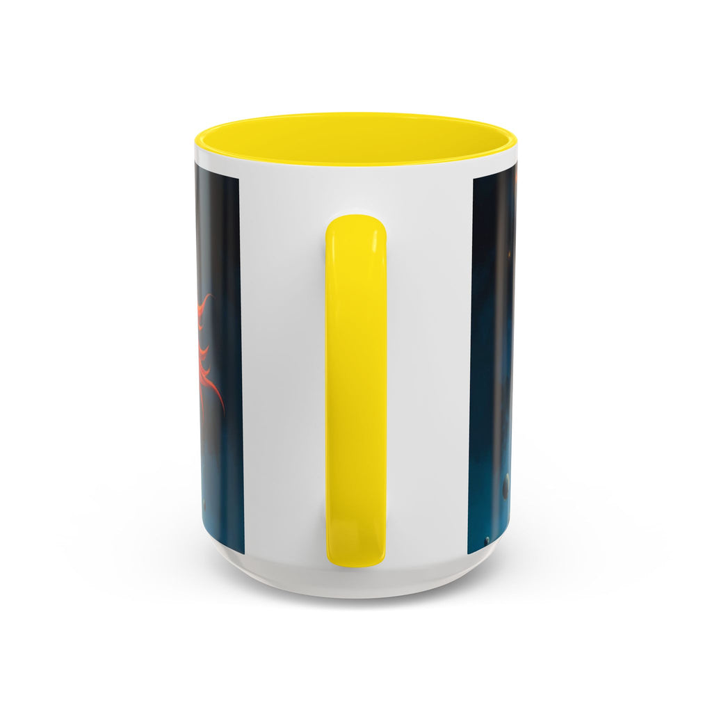 Galactic Cats Mug , Vibrant Ceramic Coffee Cup with Colorful Interior