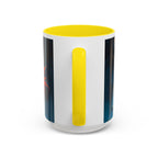 Galactic Cats Mug , Vibrant Ceramic Coffee Cup with Colorful Interior