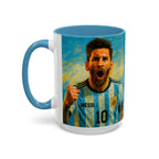 Messi Ceramic Mug , Vibrant Ceramic Coffee Cup with Colorful Interior