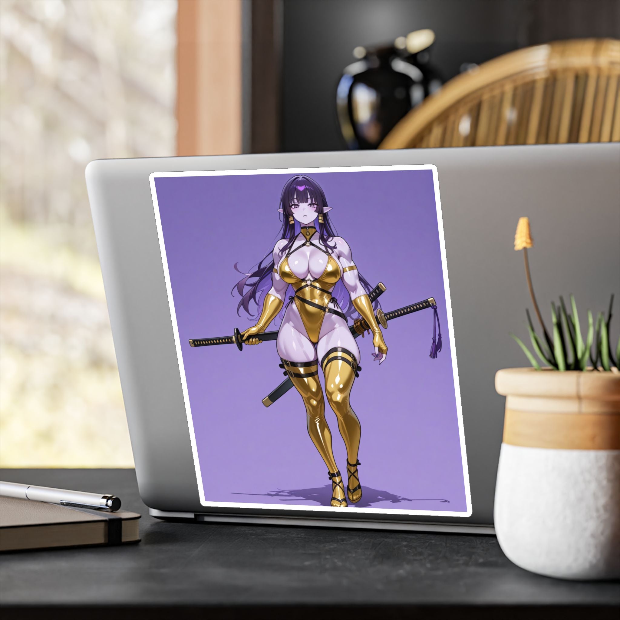 Waifu Warrior Sticker, Anime Decals, Laptop Decor,  Gift