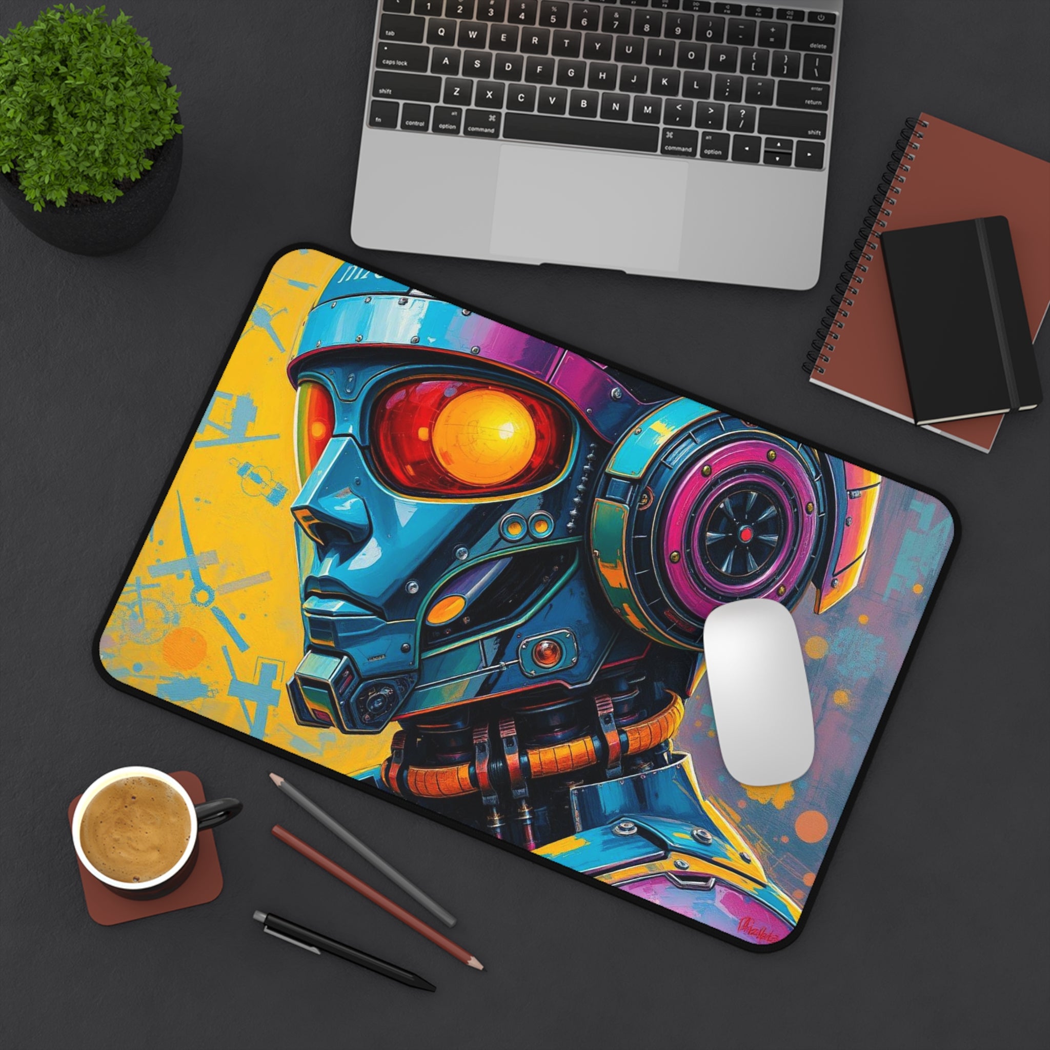 Futuristic Robot Mouse Pad, High Quality Desk Mat