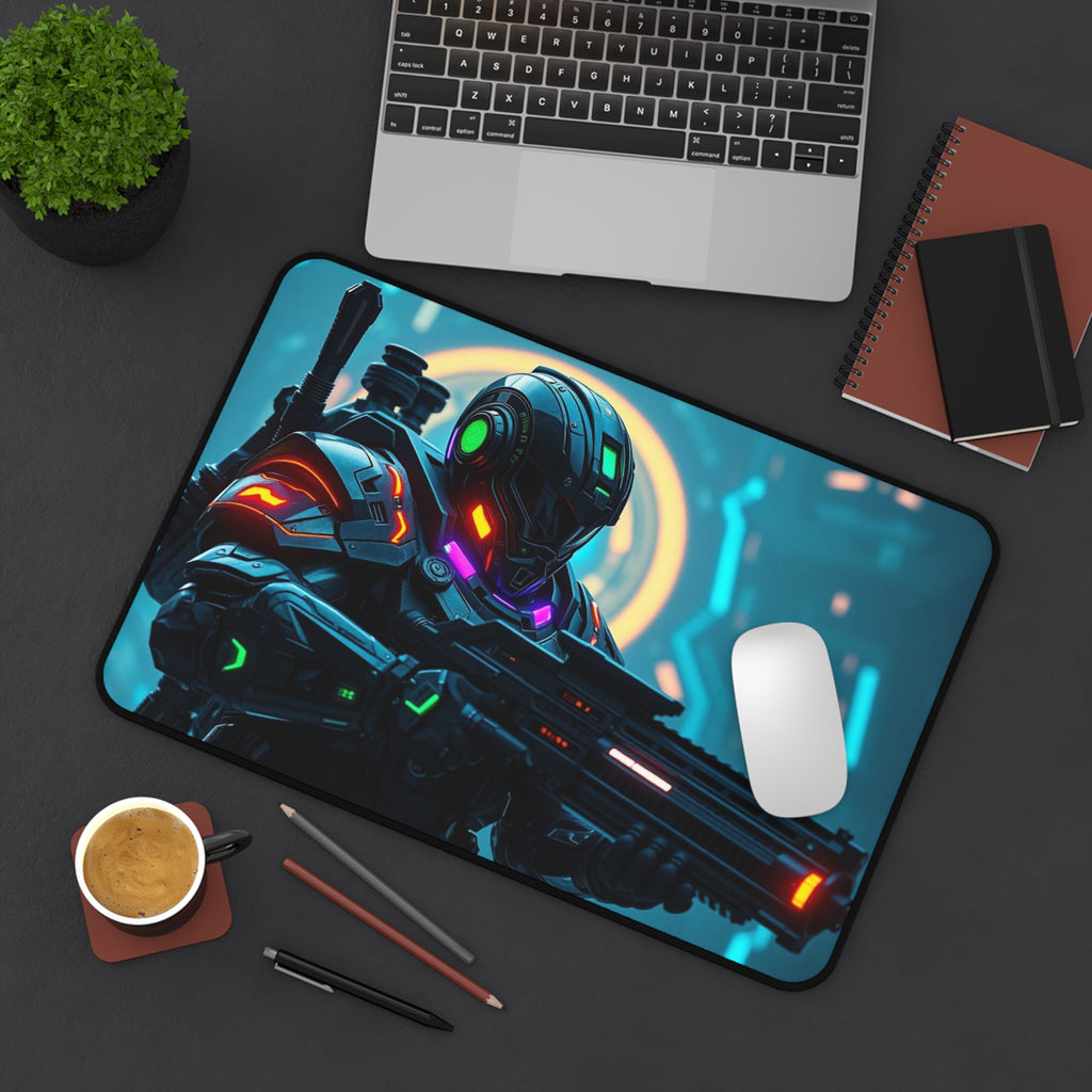 Futuristic Warrior Gaming Desk Mat, Premium Mouse Pad