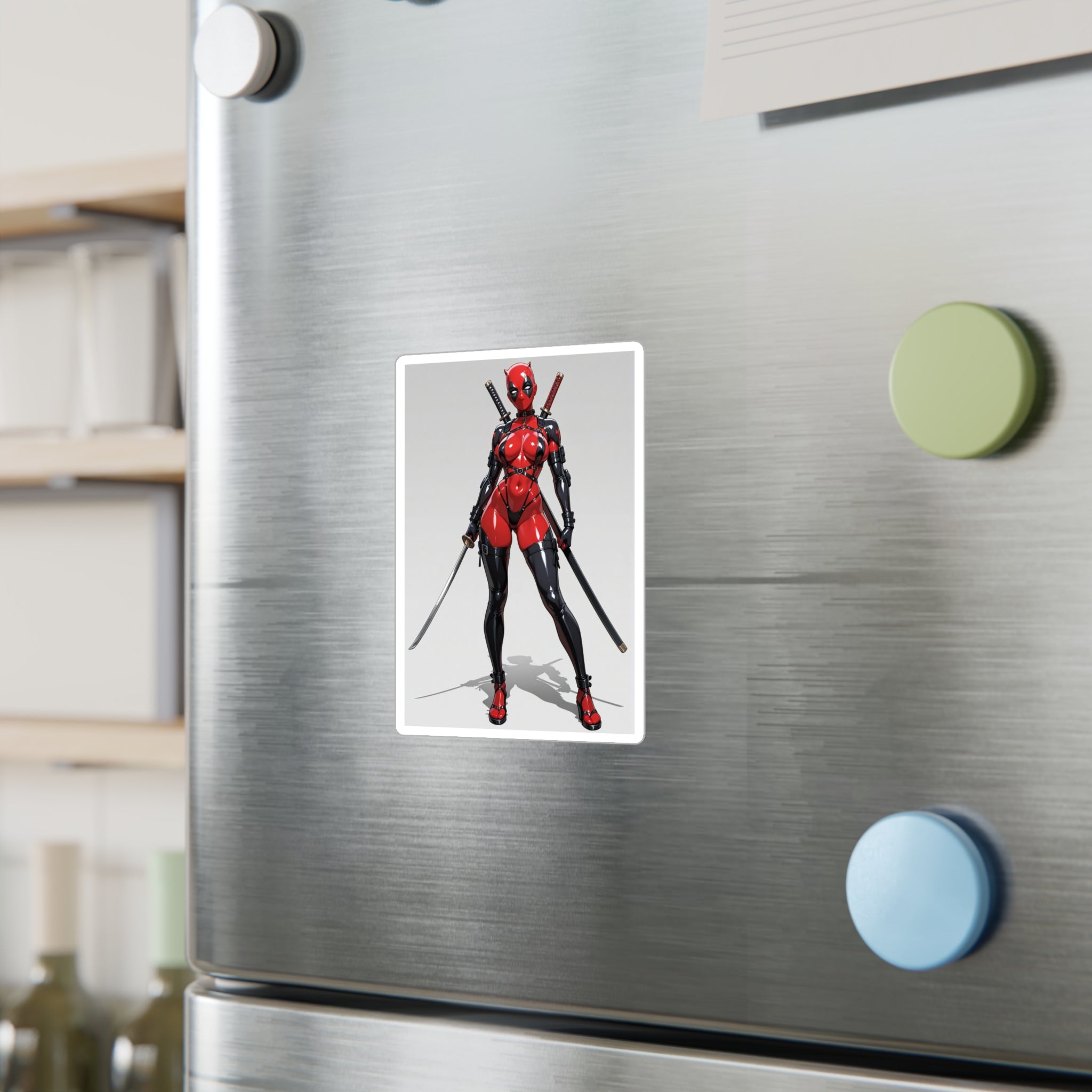 Anime Lady DeadPool Vinyl Sticker - Female Swordswoman Kiss-Cut Decal