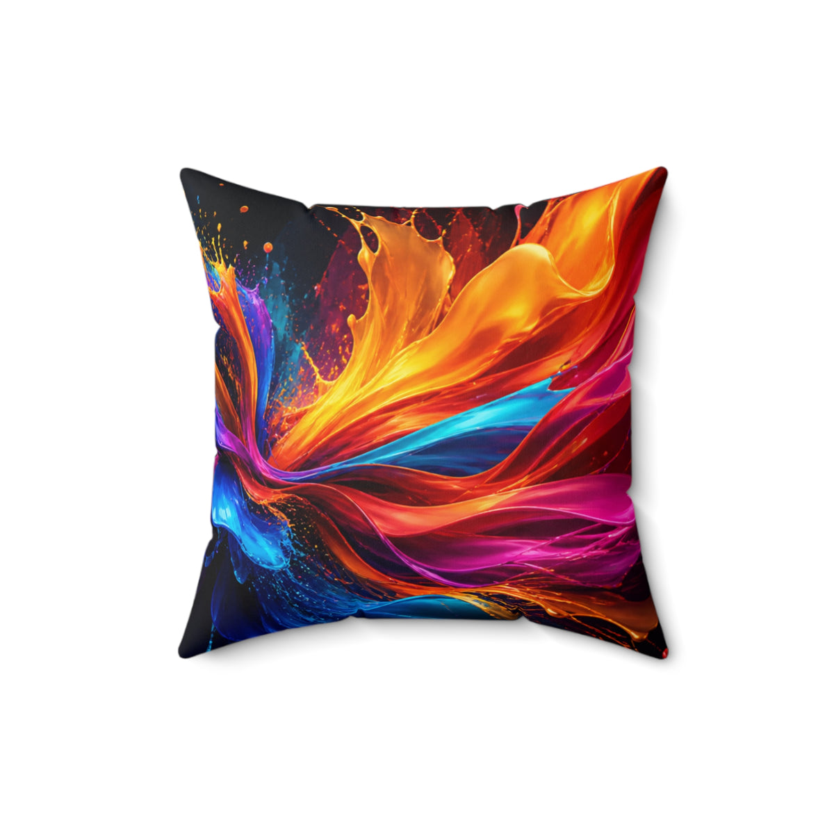 Abstract Flame & Wave Decorative Pillow — Vibrant Color Splash Home Accent