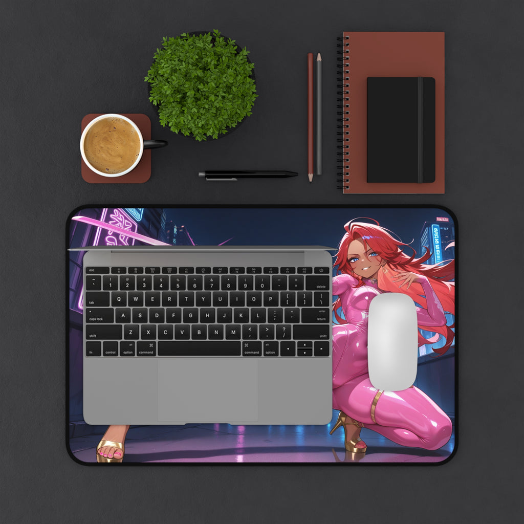 Anime Girl Warrior Desk Mat, Gaming Mouse Pad with Non-Slip Base