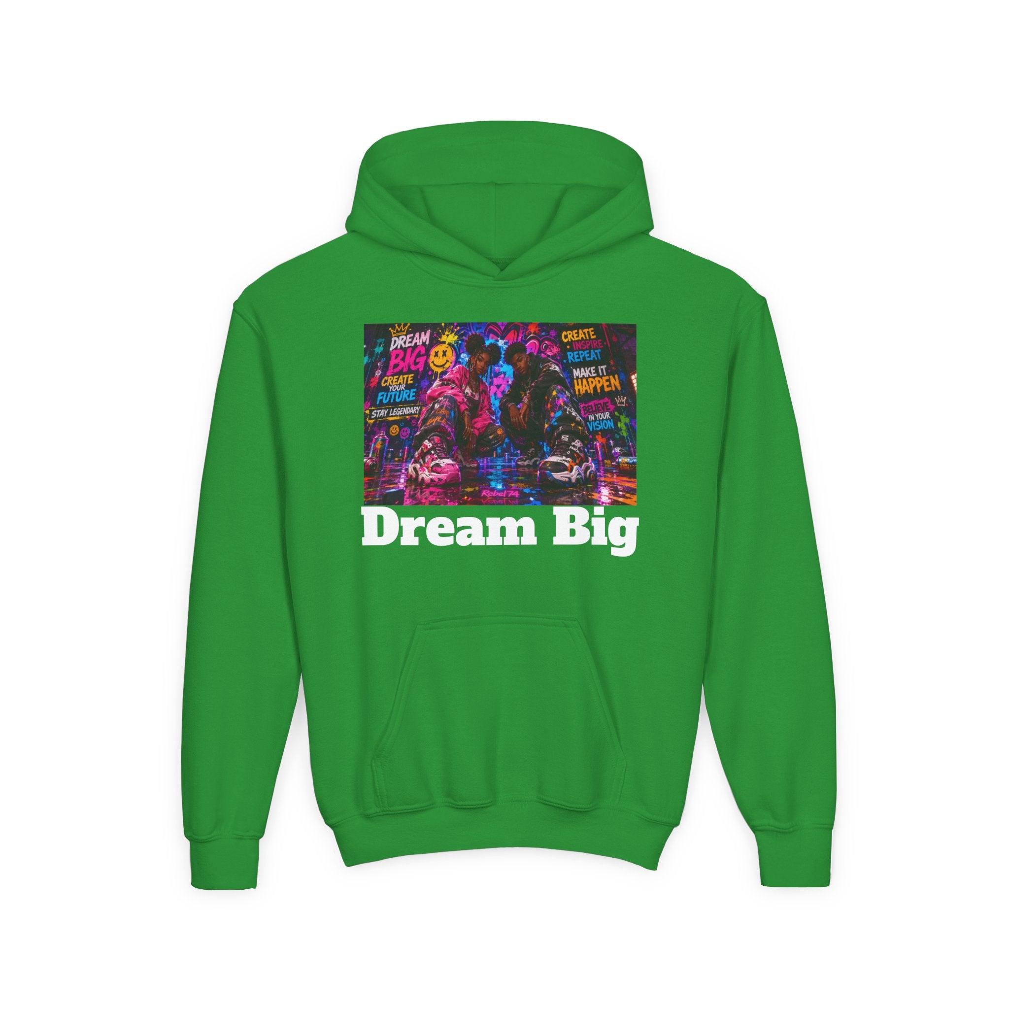 Dream Big Youth Hoodie — Colorful Inspirational Graphic Sweatshirt