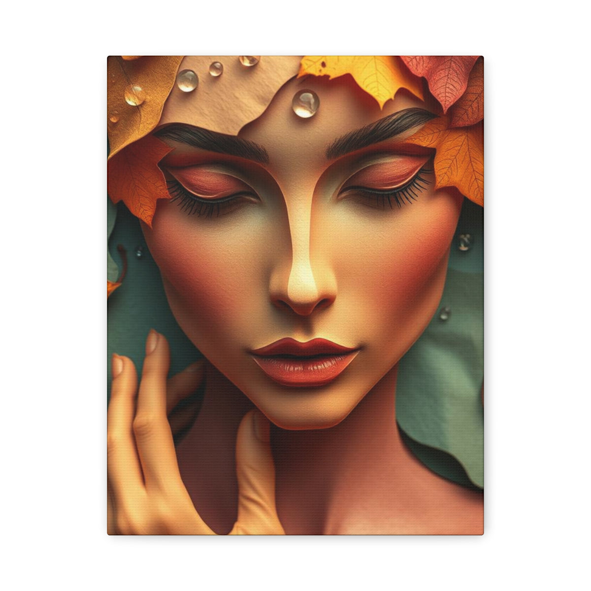 Women Face Poster in Layered Paper Aesthetic with Autumn Colors, Modern Aesthetic Wall Art, Home Decor Print, Canva Art Print, Office Decor