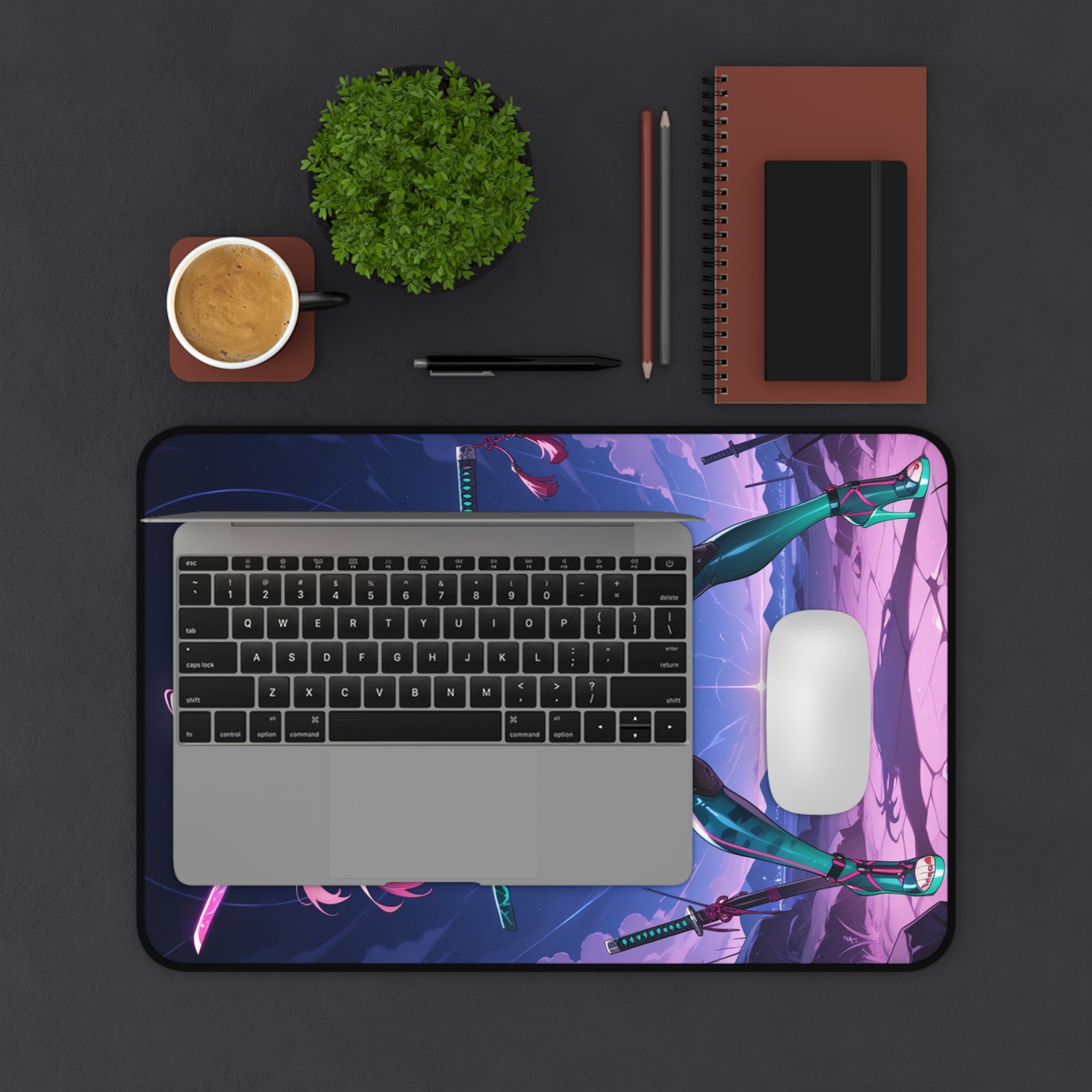 Astra Kurogane Neon Samurai Gaming Desk Mat