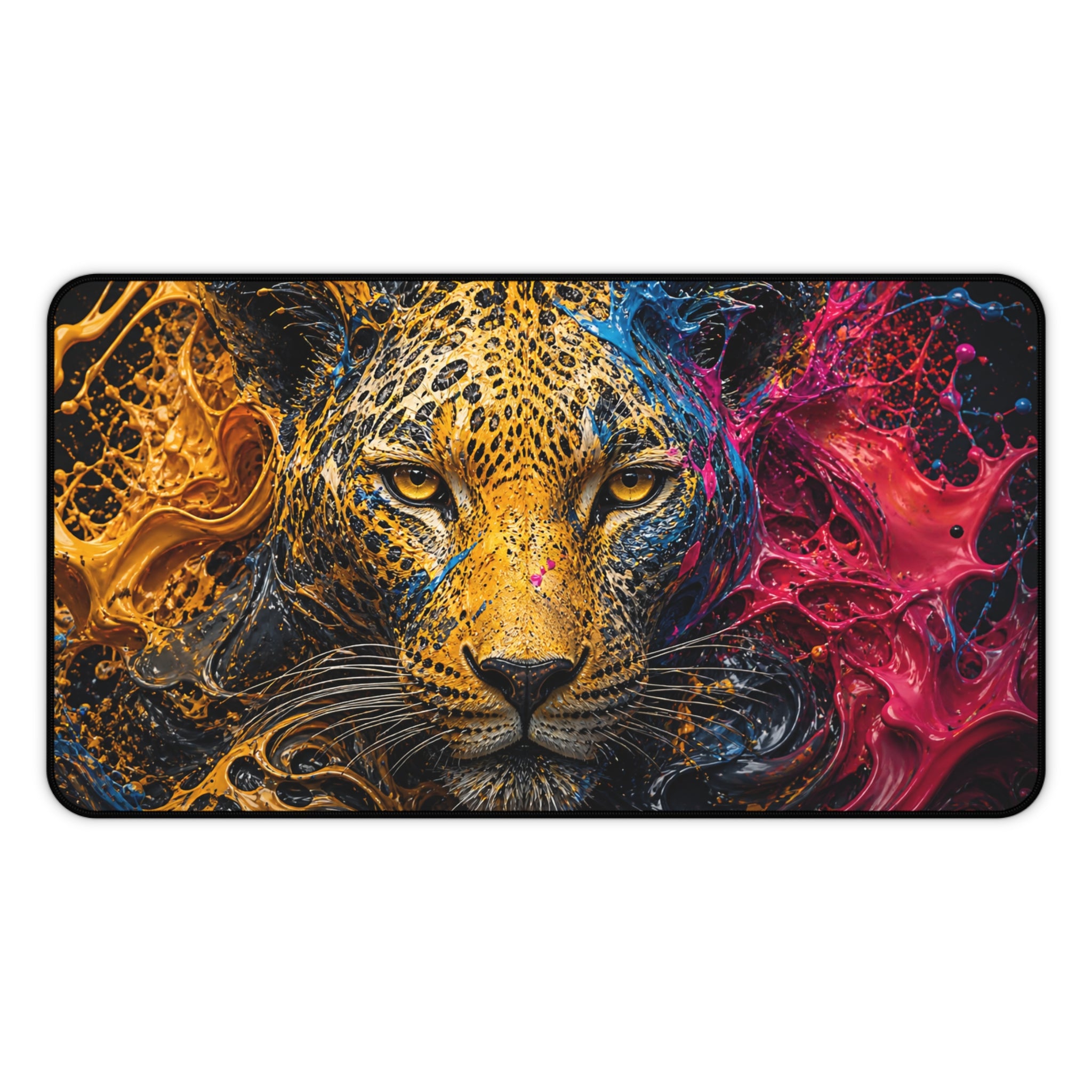 Leopard Art Desk Mat — Vibrant Color Splash Gaming & Office Mouse Pad