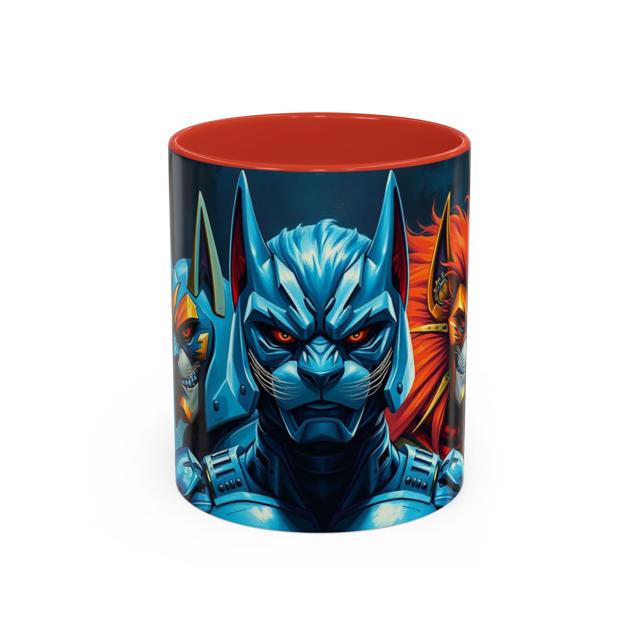 Galactic Cats Mug , Vibrant Ceramic Coffee Cup with Colorful Interior