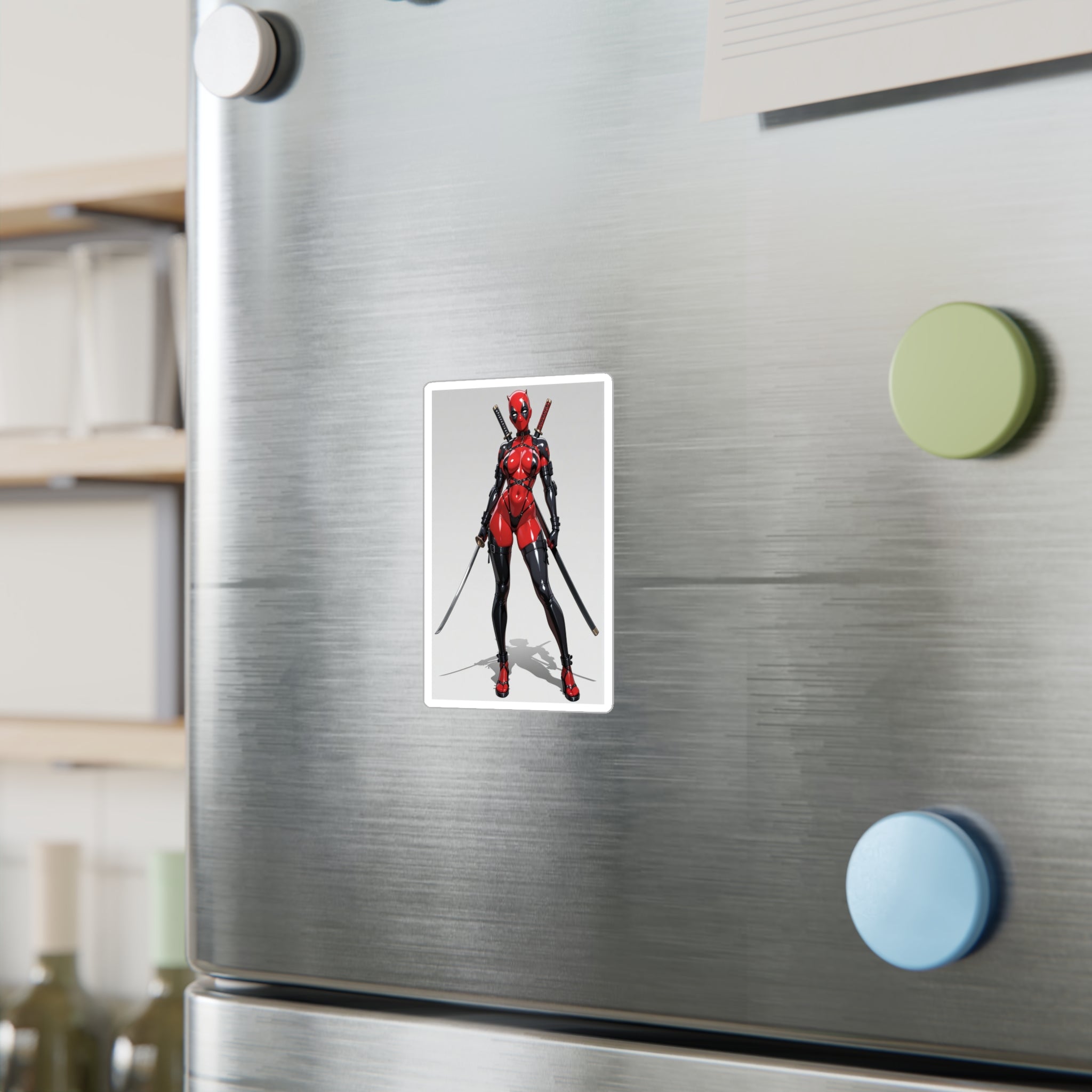 Anime Lady DeadPool Vinyl Sticker - Female Swordswoman Kiss-Cut Decal