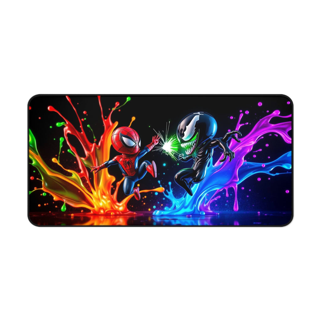 Spiderman vs Venom Desk Mat, Epic Paint Splash Design for Gamers & Fans