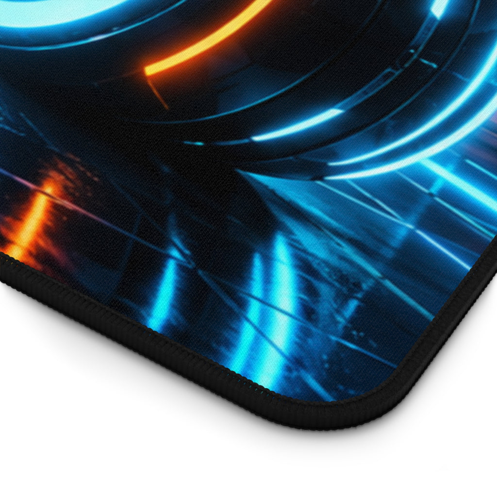 Neon Guardian Sci-Fi Gaming Desk Mat