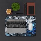 White Tiger Wave Mouse Pad — Large Animal Print Desk Mat
