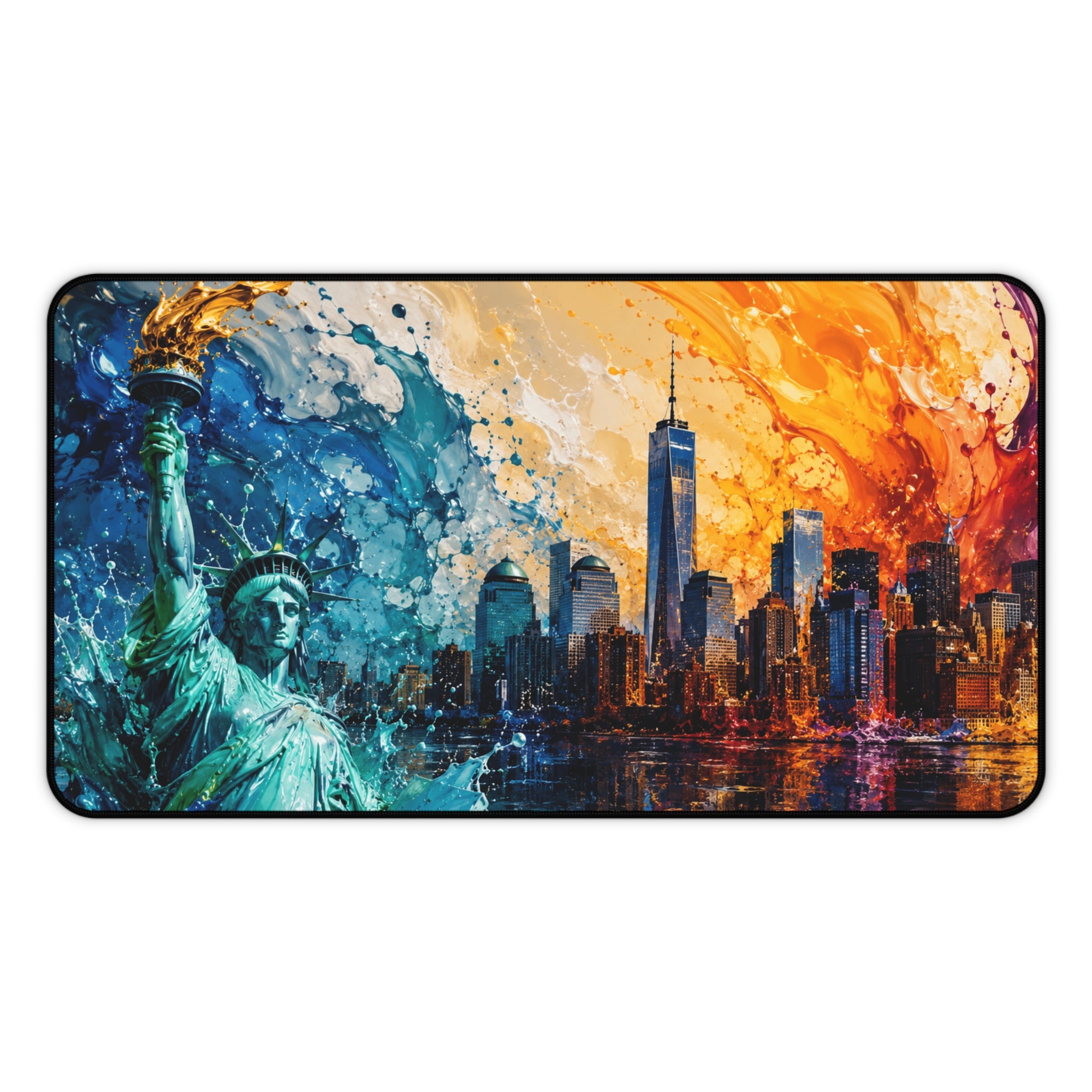 New York City Skyline Splash Desk Mat — Colorful NYC Mouse Pad
