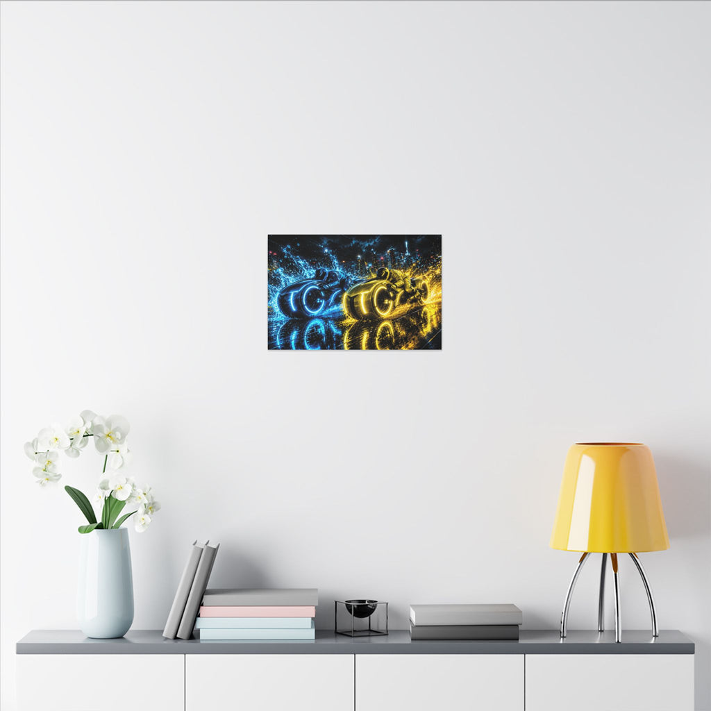Tron Lightcycles Matte Canvas Print — Tron Futuristic Wall Art