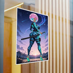 Anime Girl Warrior Vinyl Sticker - Female Swordswoman Kiss-Cut Decal