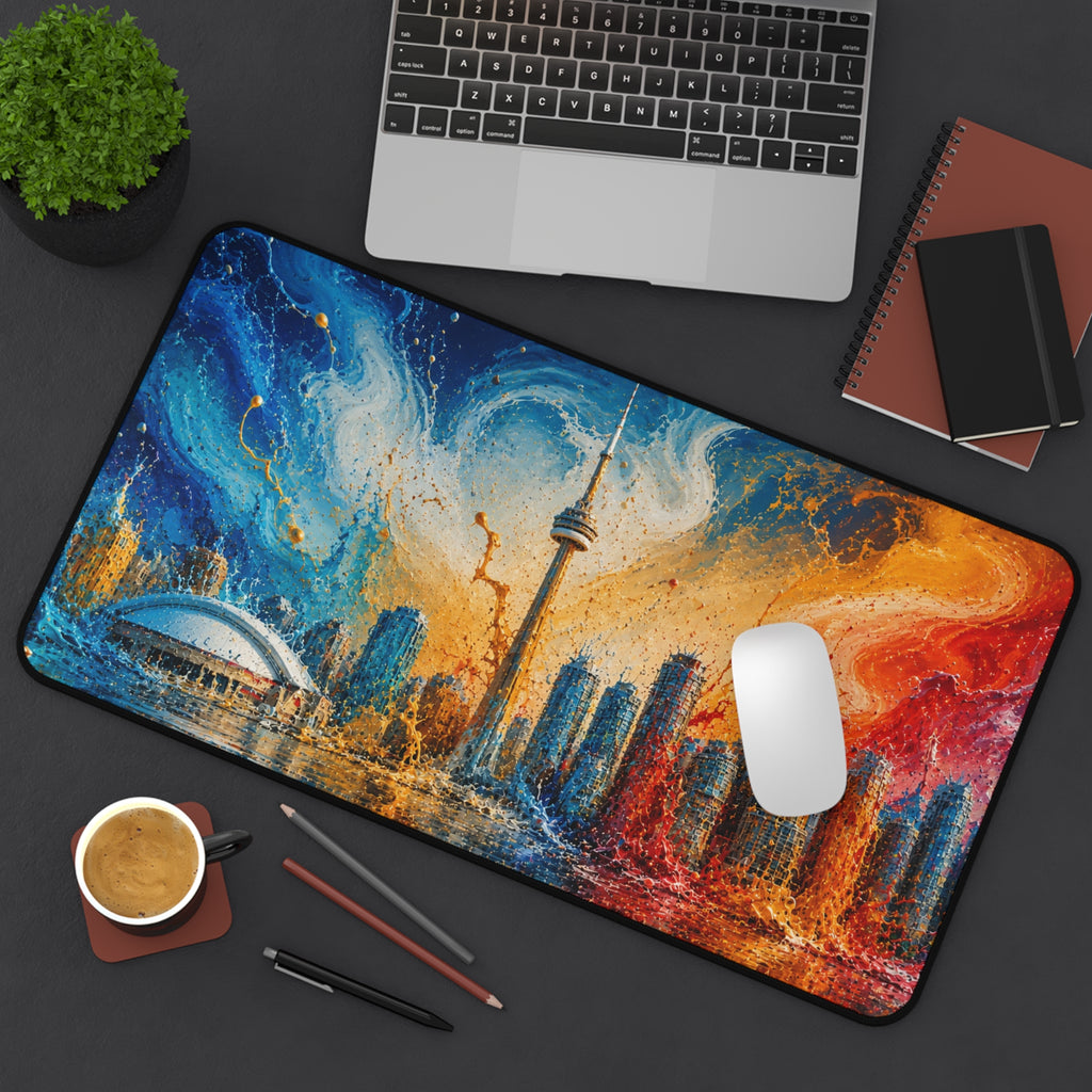 Toronto Skyline Desk Mat — Colorful Abstract CN Tower Office Mouse Pad