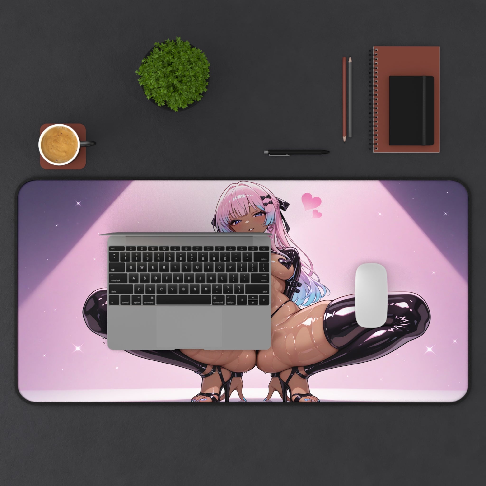 Anime Waifu Desk Mat Gaming Mouse Pad, Non-Slip Neoprene Desk Pad Gift for Gamers & Otaku