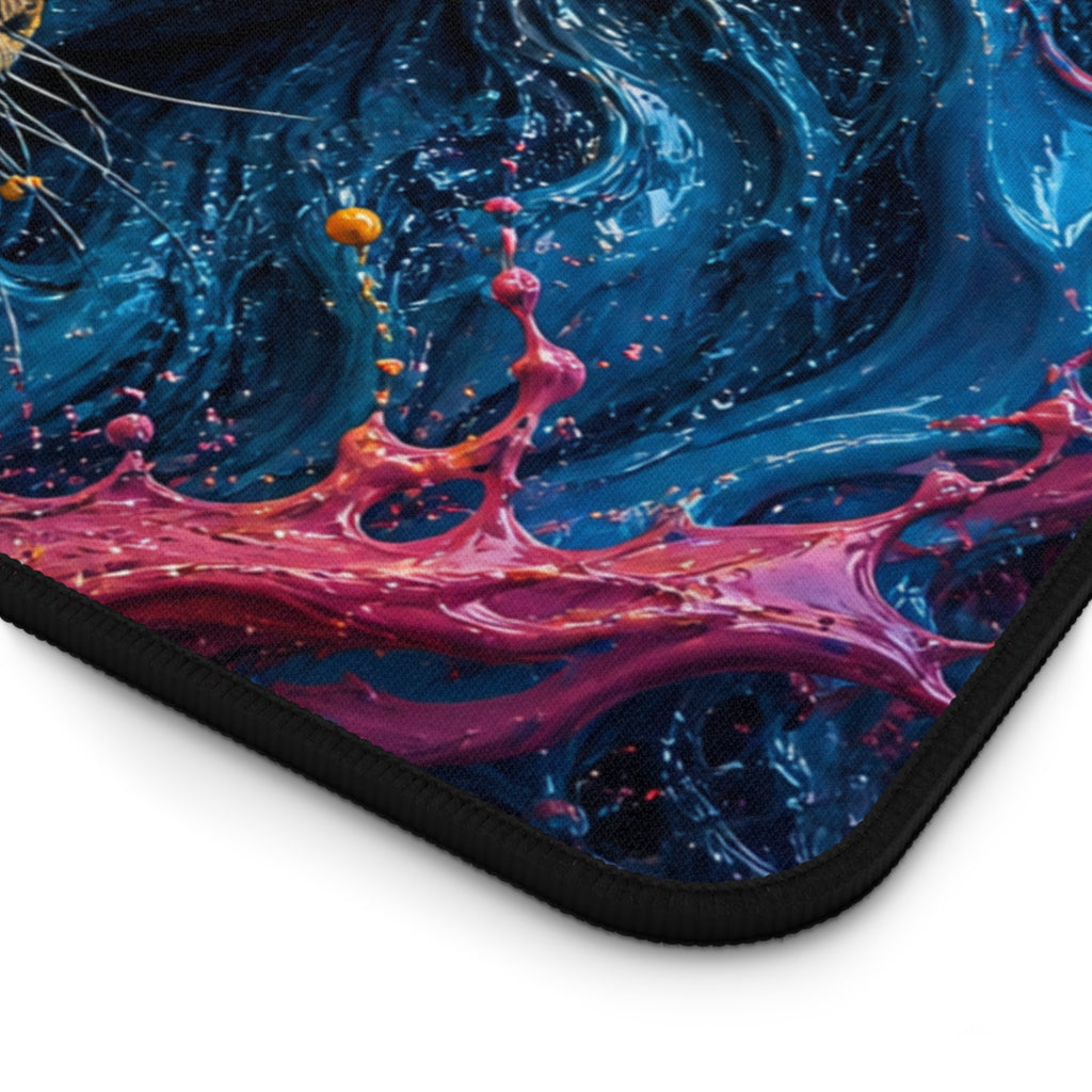 Lion Fire & Water Mouse Pad — Vibrant Animal Print Desk Mat