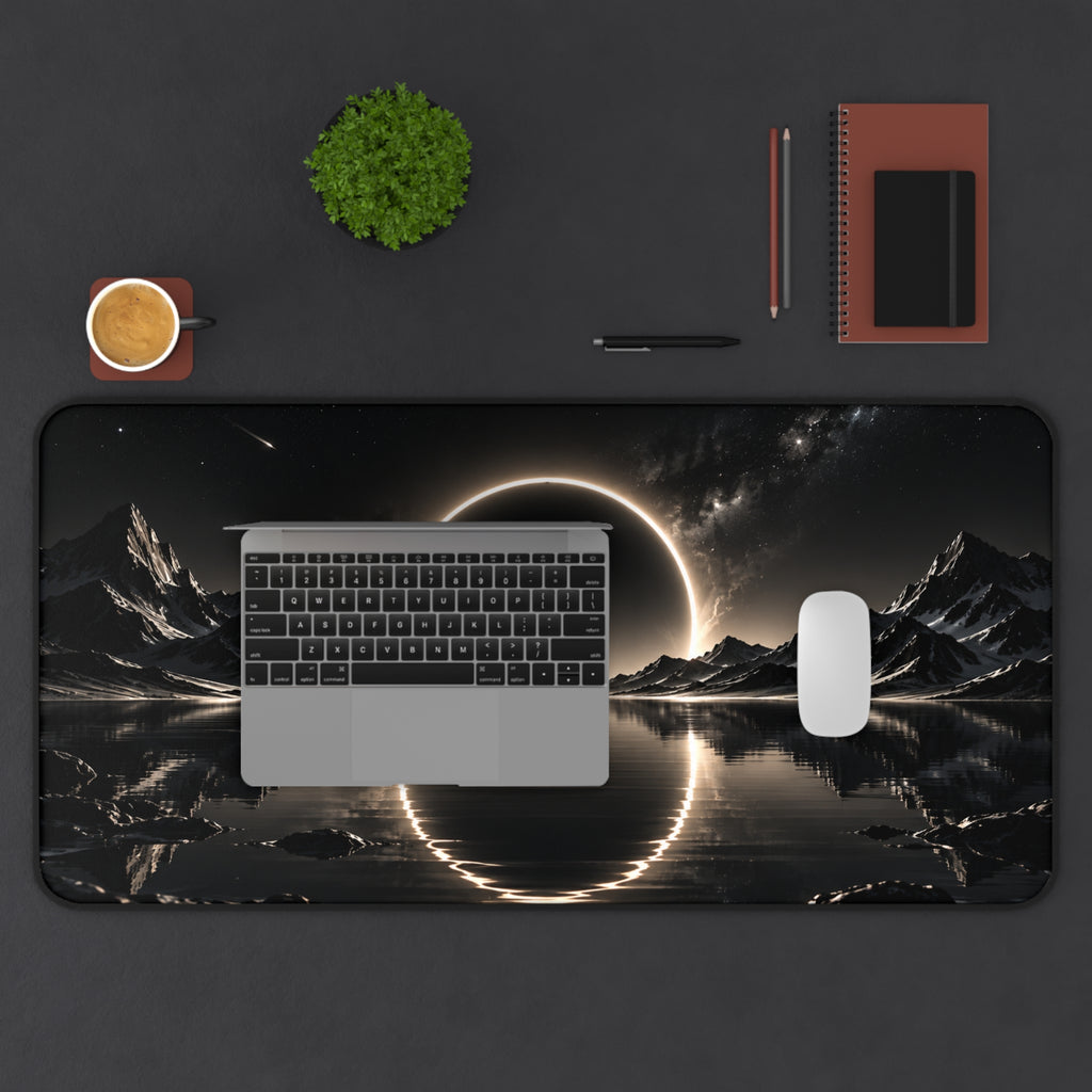 Cosmic Eclipse Mirror Lake Desk Mat & Mouse Pad