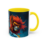 Galactic Cats Mug , Vibrant Ceramic Coffee Cup with Colorful Interior