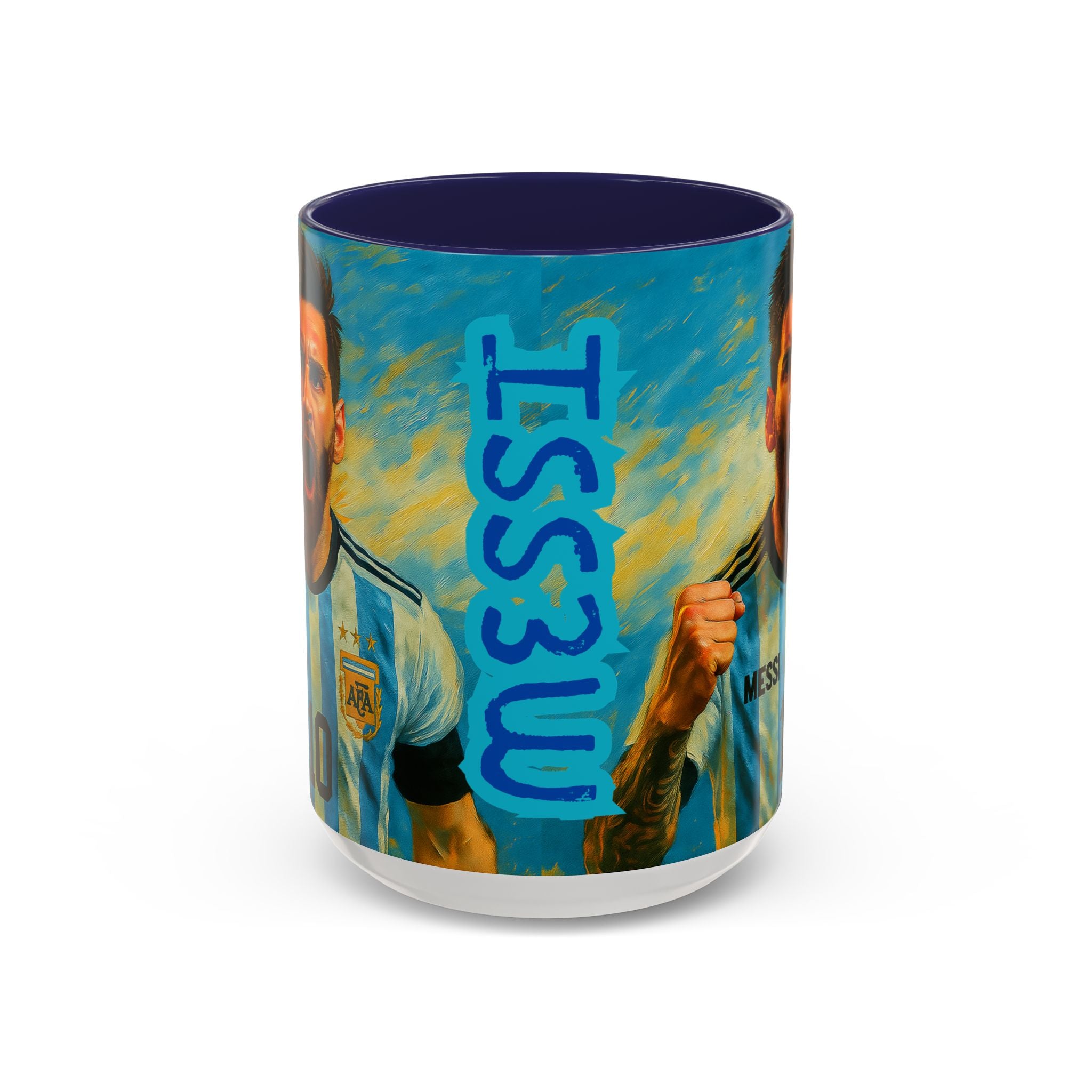 Messi Ceramic Mug , Vibrant Ceramic Coffee Cup with Colorful Interior