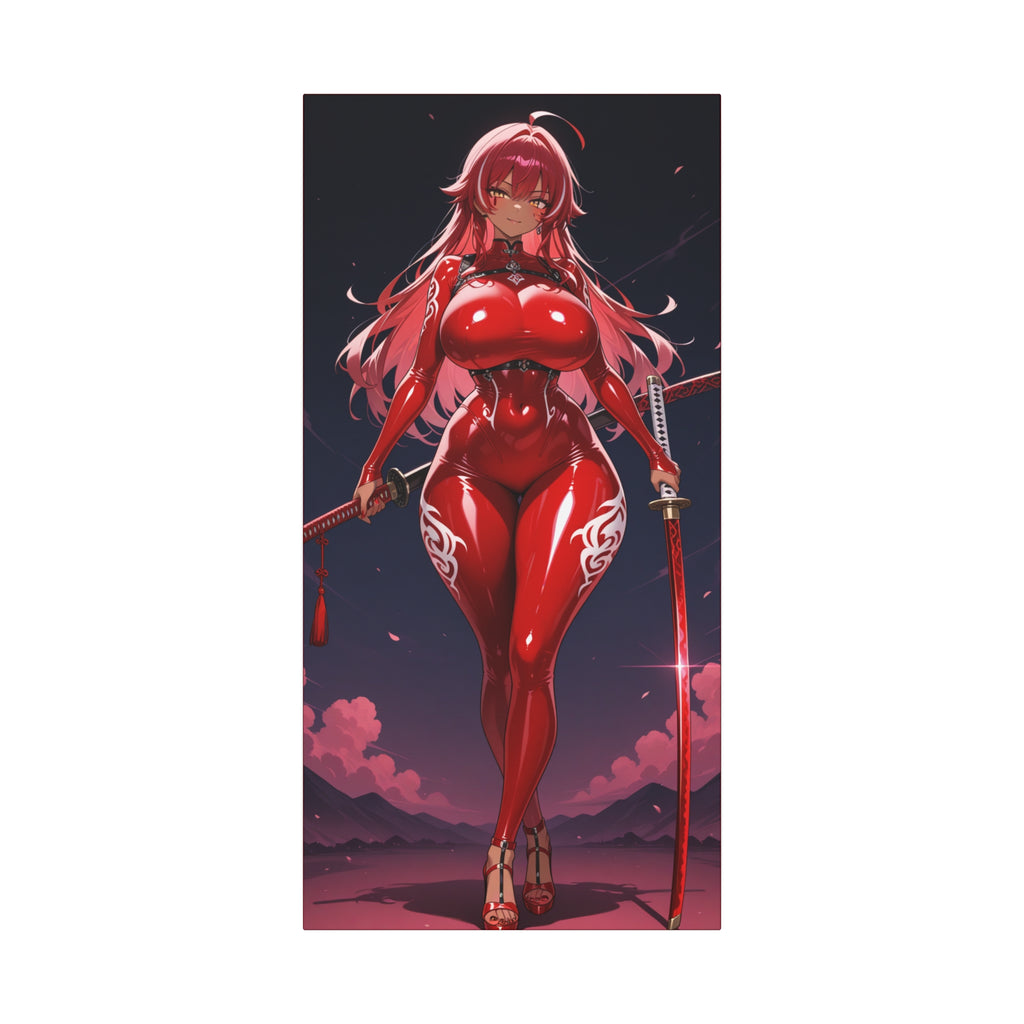 Anime Girl Swordswoman Matte Canvas Print (Stretched)