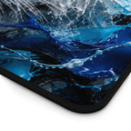 White Tiger Wave Mouse Pad — Large Animal Print Desk Mat
