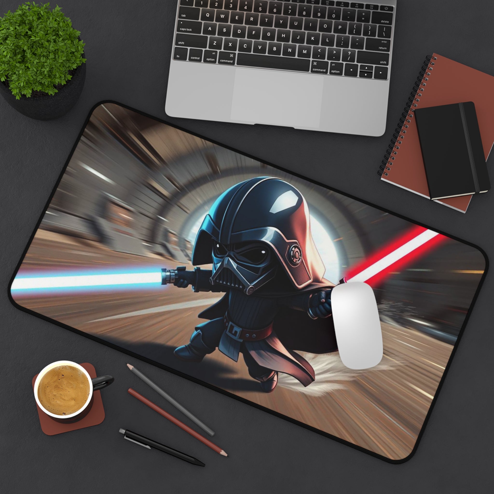Chibi Gaming Darth Vader Desk Mat, Star Wars Mouse Pad with Non-Slip Base