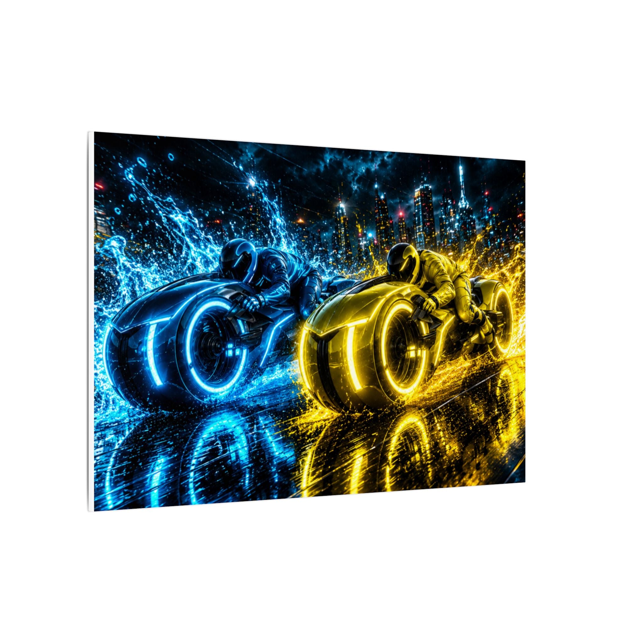 Tron Lightcycles Matte Canvas Print — Tron Futuristic Wall Art