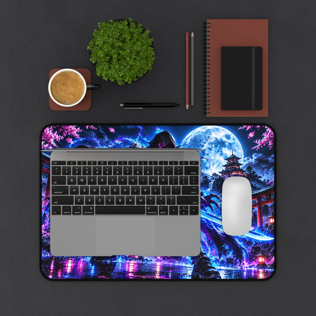 Neon Shadow Samurai Desk Mat & Gaming Mouse Pad