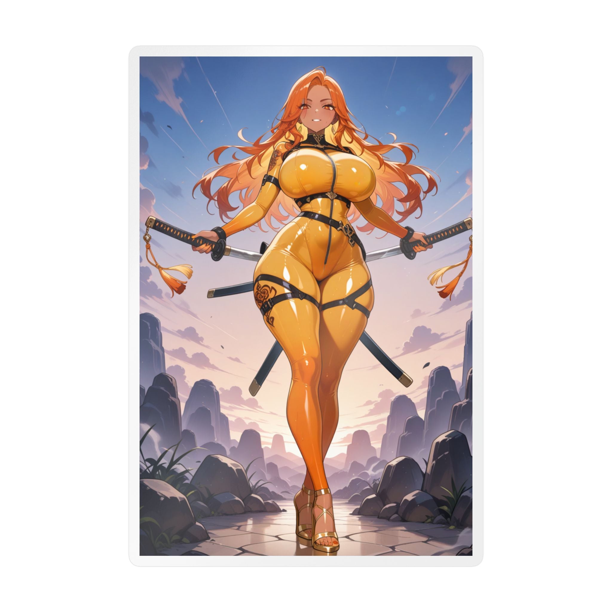 Anime Girl Warrior Vinyl Sticker | Katana Waifu