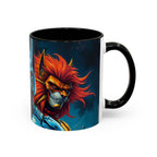 Galactic Cats Mug , Vibrant Ceramic Coffee Cup with Colorful Interior