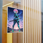 Anime Girl Warrior Vinyl Sticker - Female Swordswoman Kiss-Cut Decal