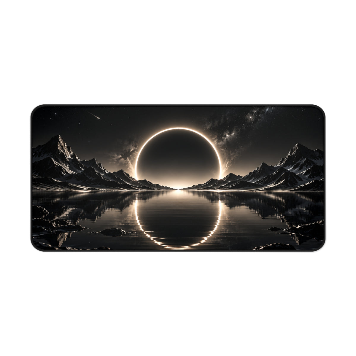 Cosmic Eclipse Mirror Lake Desk Mat & Mouse Pad