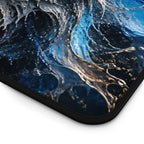 Mystic Blue Wolf Mouse Pad — Large Animal Print Desk Mat