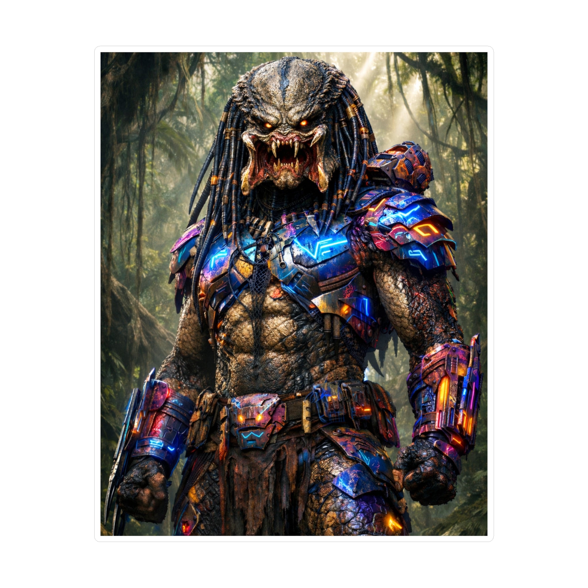 Predator Warrior Vinyl Sticker — Sci‑Fi Tribal Alien Kiss‑Cut Decal