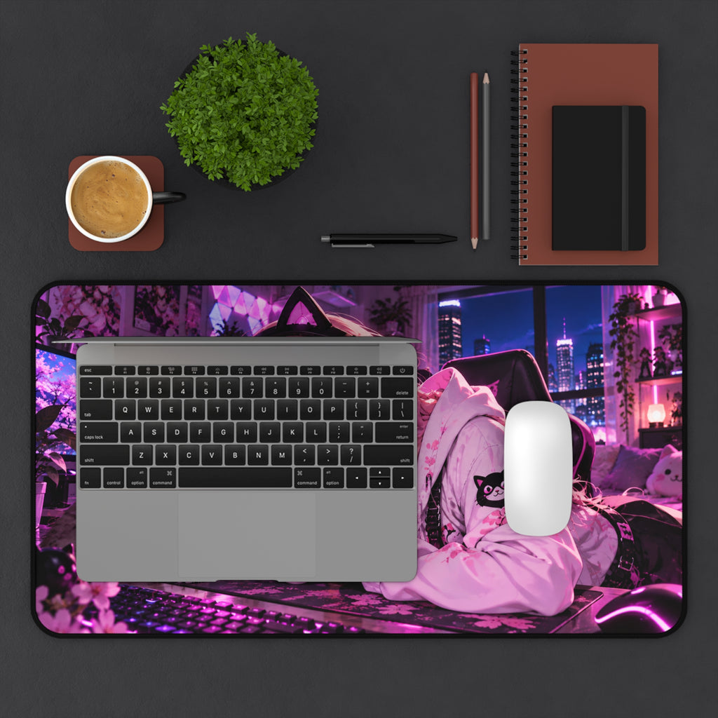 Anime Waifu Large Desk Mat & Gaming Mouse Pad