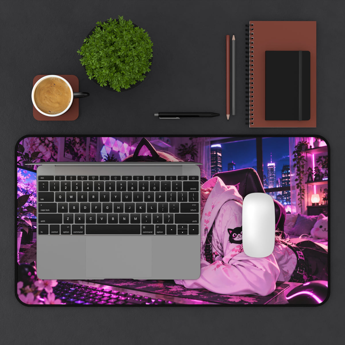 Anime Waifu Large Desk Mat & Gaming Mouse Pad
