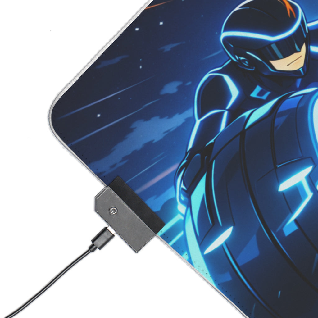 RGB LED Tron Anime Desk Mat, Gaming Mouse Pad