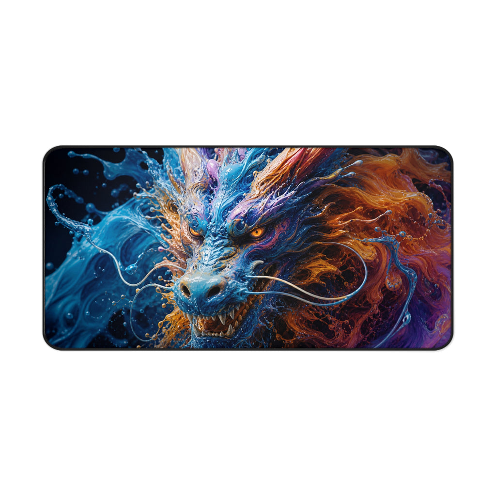 Fiery Blue Dragon Desk Mat — Fantasy Gaming Mouse Pad
