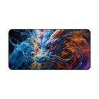 Fiery Blue Dragon Desk Mat — Fantasy Gaming Mouse Pad