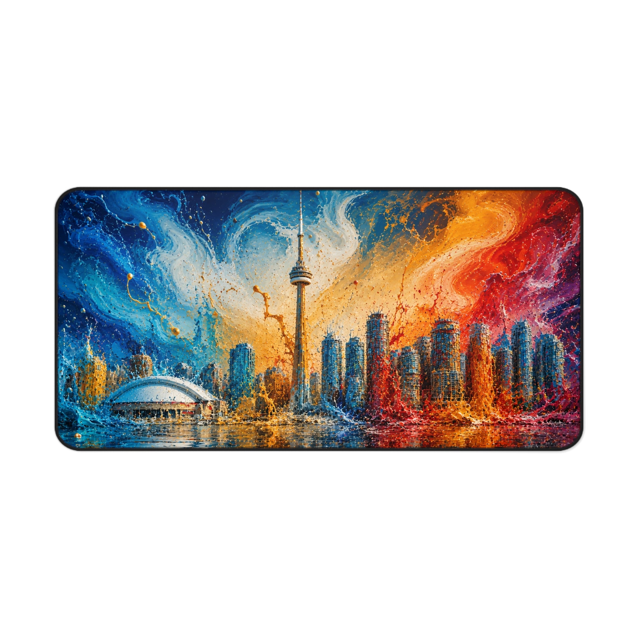 Toronto Skyline Desk Mat — Colorful Abstract CN Tower Office Mouse Pad