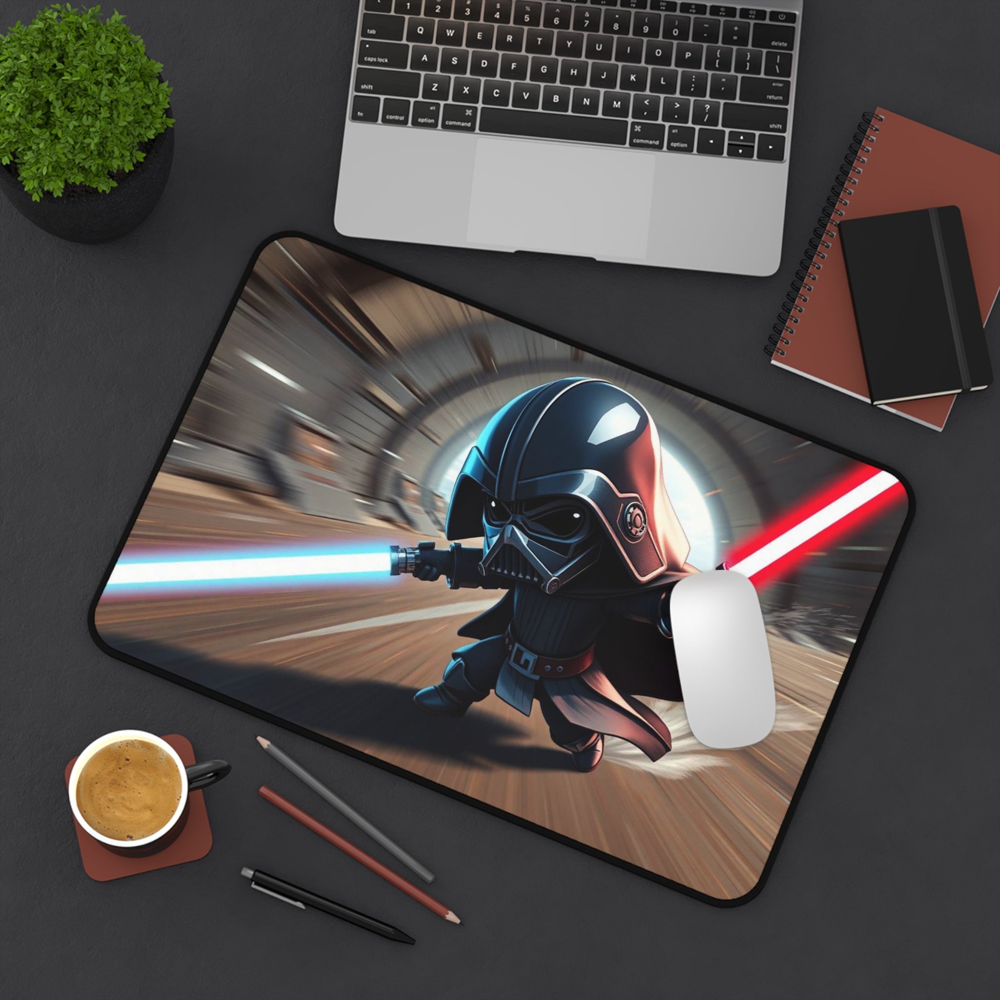 Chibi Gaming Darth Vader Desk Mat, Star Wars Mouse Pad with Non-Slip Base