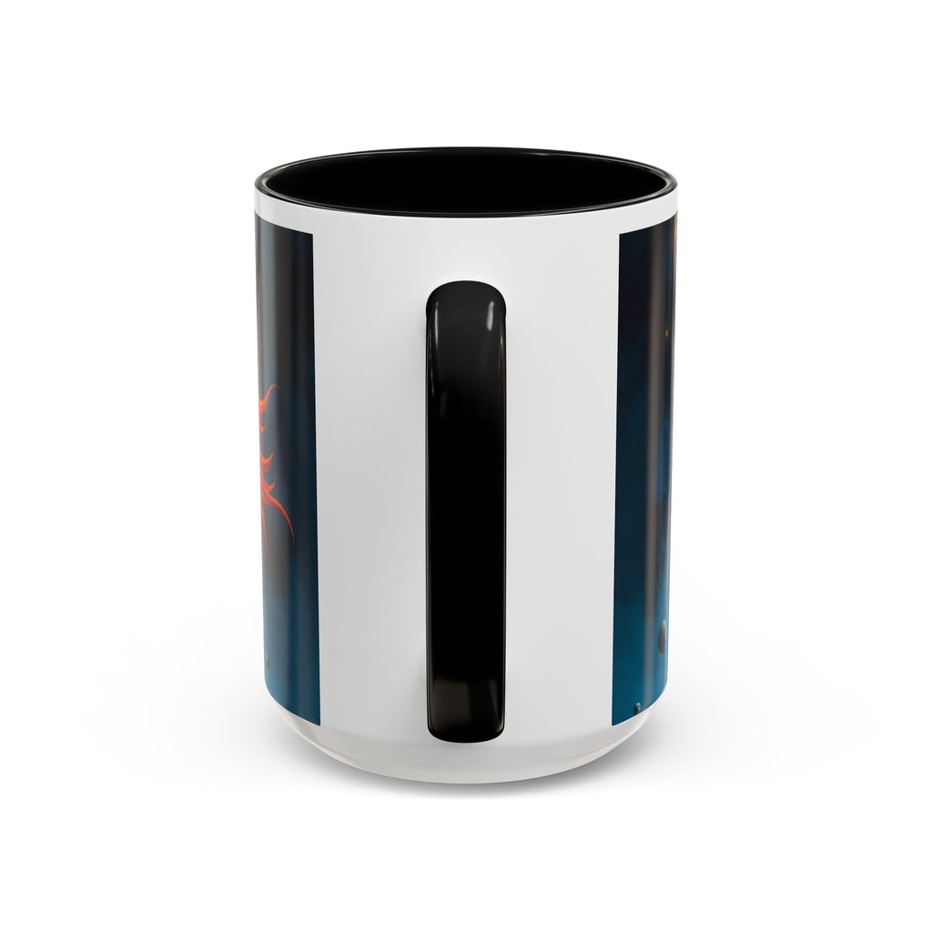Galactic Cats Mug , Vibrant Ceramic Coffee Cup with Colorful Interior