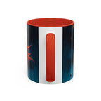 Galactic Cats Mug , Vibrant Ceramic Coffee Cup with Colorful Interior