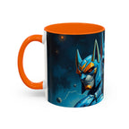 Galactic Cats Mug , Vibrant Ceramic Coffee Cup with Colorful Interior